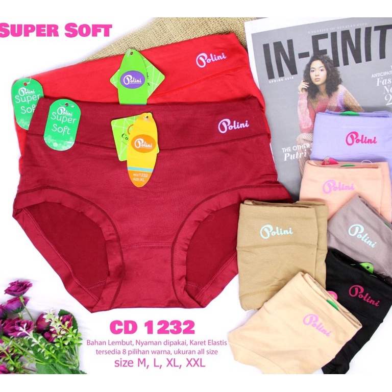 KODE W86K 6pcs CD perempuan celana dalam wanita cewek POLINI 1232 coolmax TERMURAH