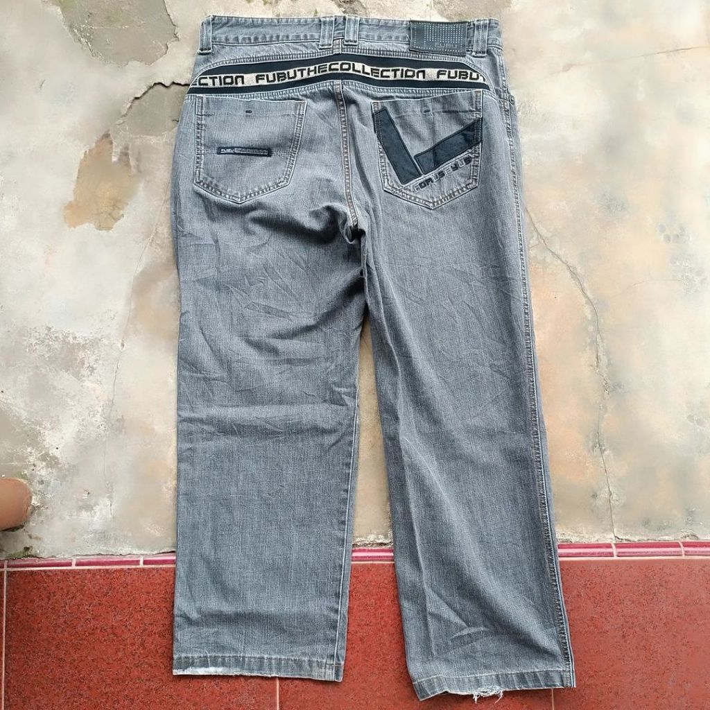 Celana Jeans Panjang Baggy Pria Fubu Grey Original Size 36