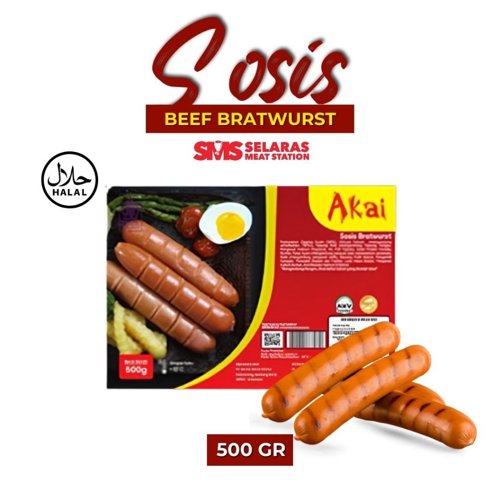 

Akai Beef Sosis Sapi Bratwurst Isi 6 pcs 500 gr Tangerang