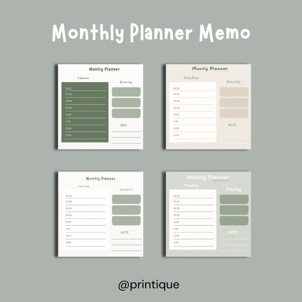 

[PRINTIQUE] Memopad/Notespad Montly planner aesthetics