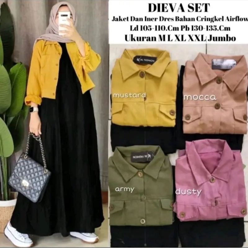DIEVA SET | SETELAN WANITA REMAJA DEWASA | GAMIS OUTER