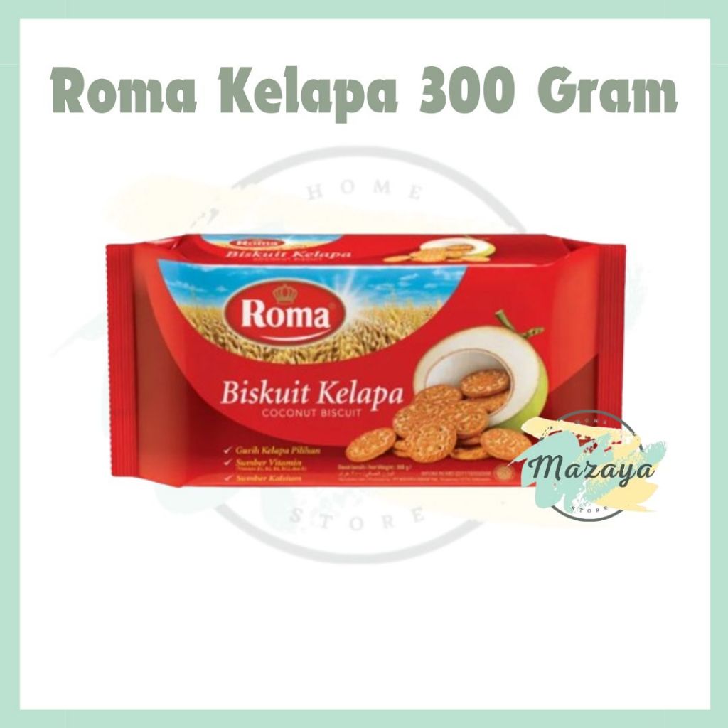 

ROMA BISCUIT KELAPA COCONUT BISCUIT KEMASAN 300 GR - MAZAYA HOMESTORE