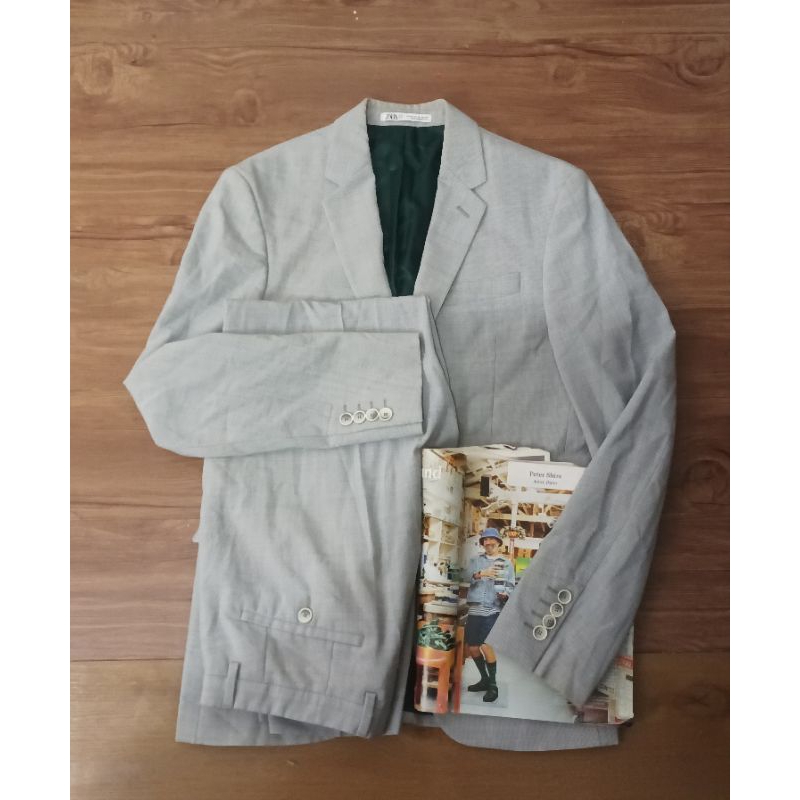 zara man blazer light  grey stelan jas casual eur 46 m