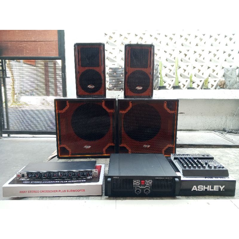 Paket Sound System  15inci Profesional sudah dilengkapi dengan Mixer dan crosover aktif cocok untuk 