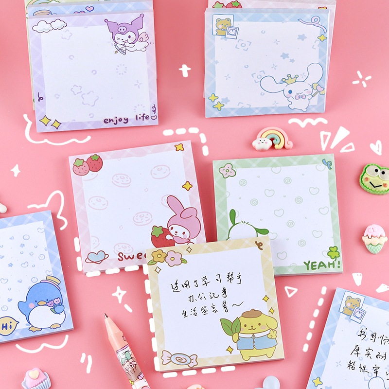 

STICKY NOTES MEMO NOTE PAD KUROMI CINNAMOROLL MELODY PURIN POCHACCO