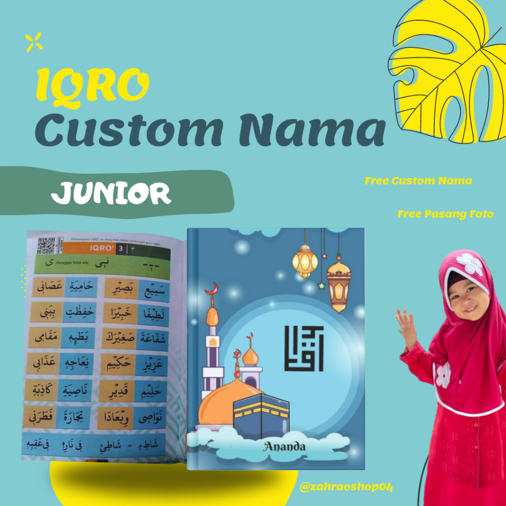 (ZAHRAOLSHOP04)IQRO CUSTOM NAMA ANAK SOFTCOVER (A5) - CUSTOM IQRO-CUSTOM-IQRO