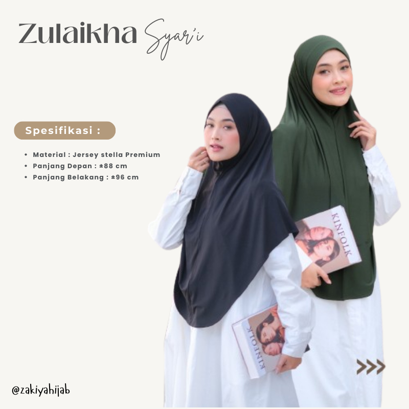 HIJAB JILBAB KERUDUNG SYAR'I WANITA KERUDUNG INSTAN ZULAIKHA INSTAN SYAR'I DAN MEDIUM KHIMAR SYAR'I