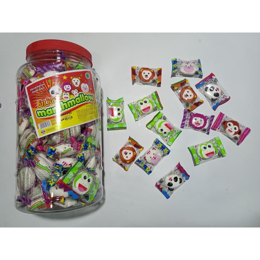 

PERMEN MARSHMALLOW MONKEY 1 TOPLES ISI 150PC // PERMEN COTTON CANDY LUVMI / MARSHMALLOW ES KRIM TOPLES ISI 40pcx9gr