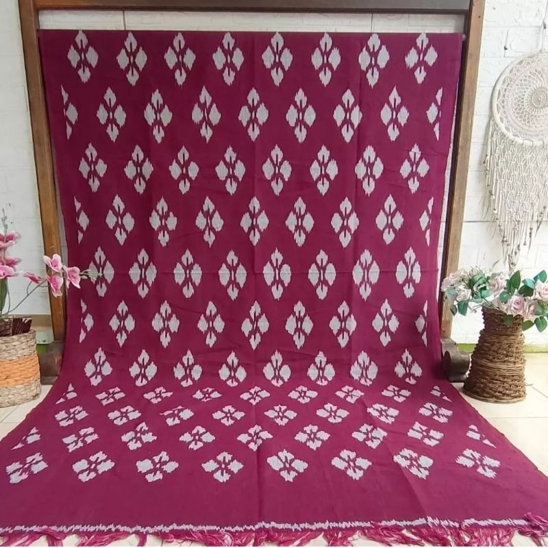 kain tenun viral / kain tenun merah hati / tenun merah