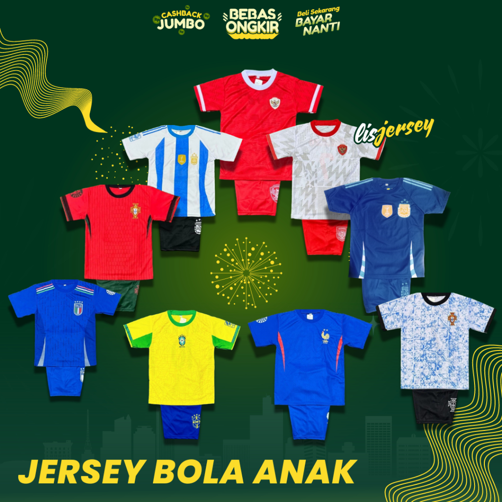 JERSEY BOLA ANAK KIDS NEGARA UERO COPA AMERIKA TIMNAS INDONESIA