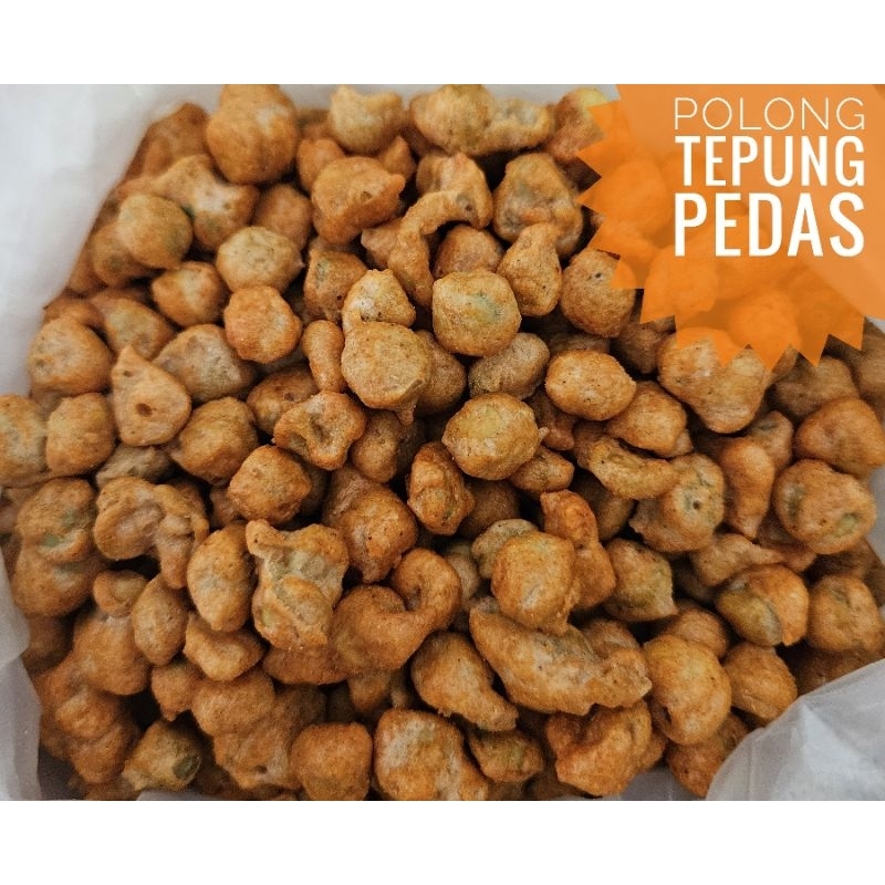 

polong tepung pedas / kacang polong /gurih di dalam renyah di luar