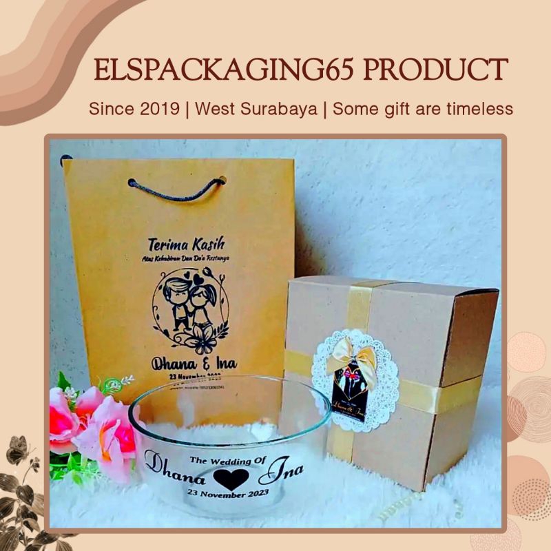 Souvenir Mangkok Sablon kemas Dus + Paperbag