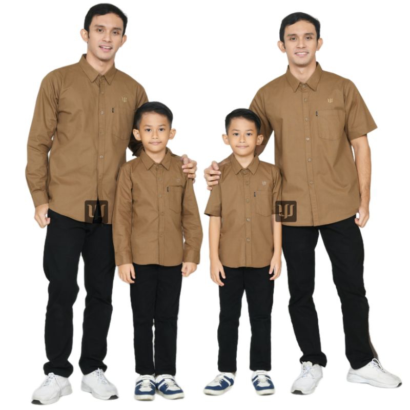 KEMEJA KOKO COUPLE AYAH ANAK warna BROWN atau COKLAT MILO (satuan terpisah) KATUN