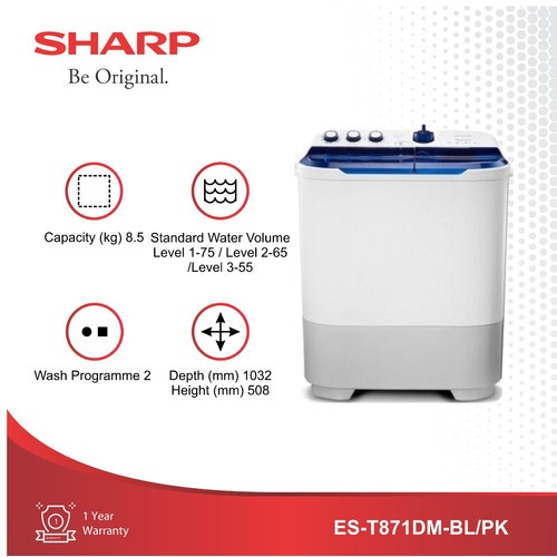 MESIN CUCI SHARP 871 DOLPHIN  - 8,5 kg