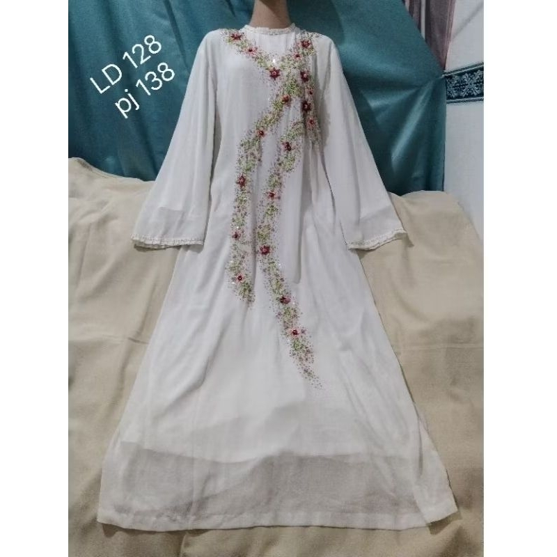 Gamis putih / gamis haji / tunik putih /long tunik putih / MIDI putih