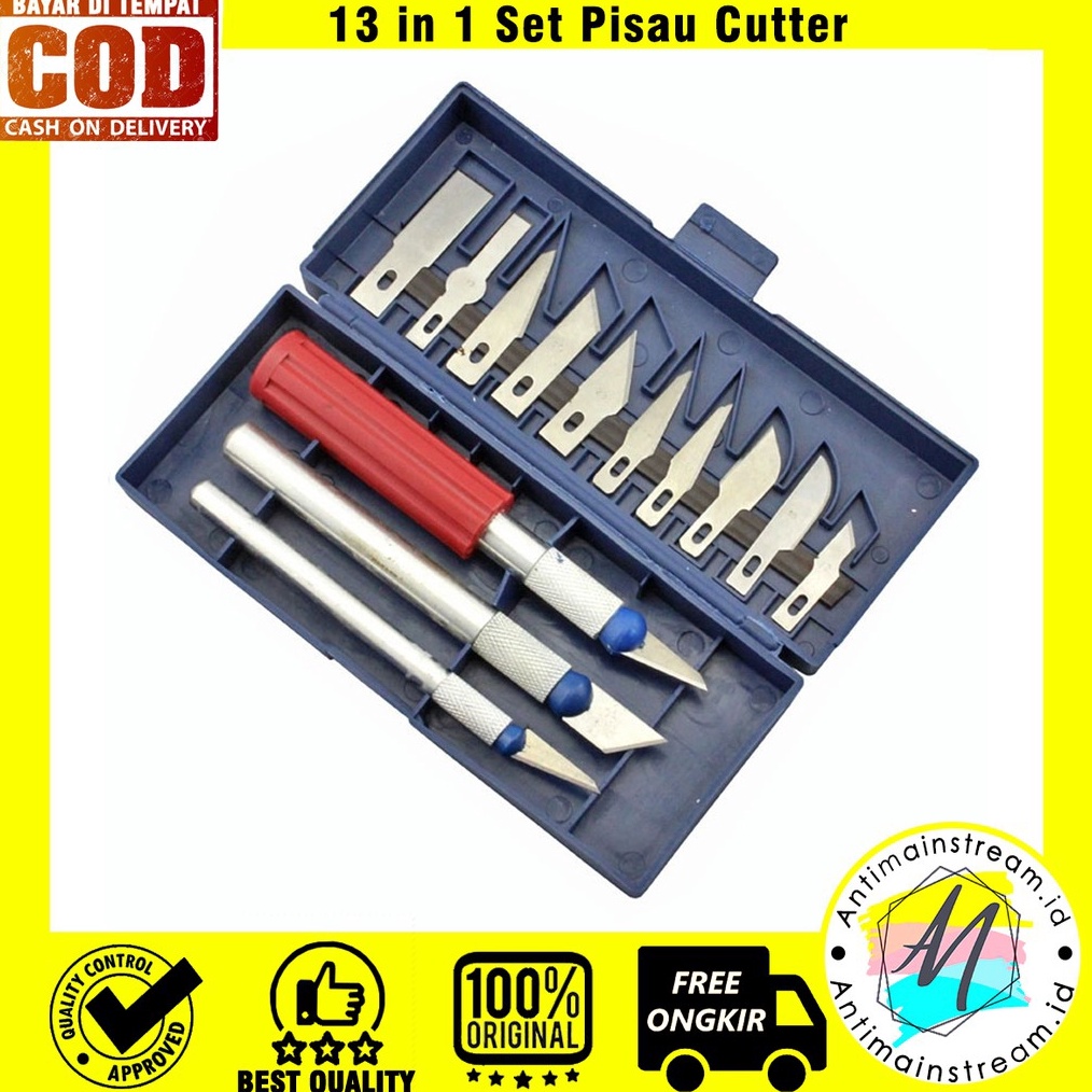 

PANAS TERMURAH 13 in 1 Set Pisau Cutter Alat Ukir Seni Pahat Kayu Dengan 3 Handle Pisau