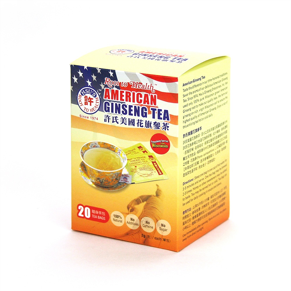 AMERICAN GINSENG TEA 20 Tea Bags, Root to Health MADE IN USA 100% Ori & Natural.