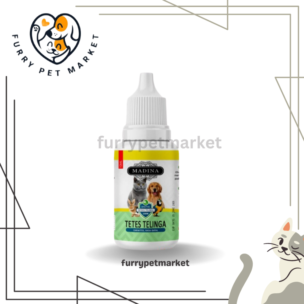 Madina Obat Tetes Telinga Kucing 10 ML - Obat Tetes Tungau/Radang Telinga Kucing TETES