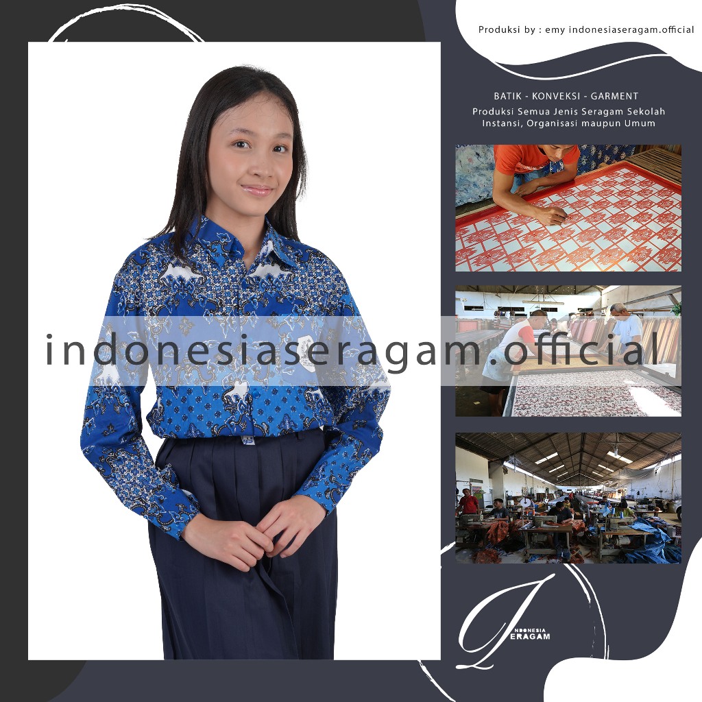 Seragam Batik Sekolah SMP Bahan BSY Kemeja Siswa Atasan anak Murah Harga Grosir (Kode Motif BSYs 1)