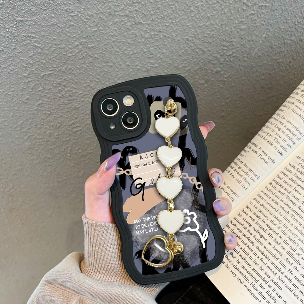 GC44 GC53 CASE CASING SOFTCASE SILIKON WAVY WAVE AESTETHIC RANTAI MUTIARA GRIP FOR IPHONE 13 PRO MAX