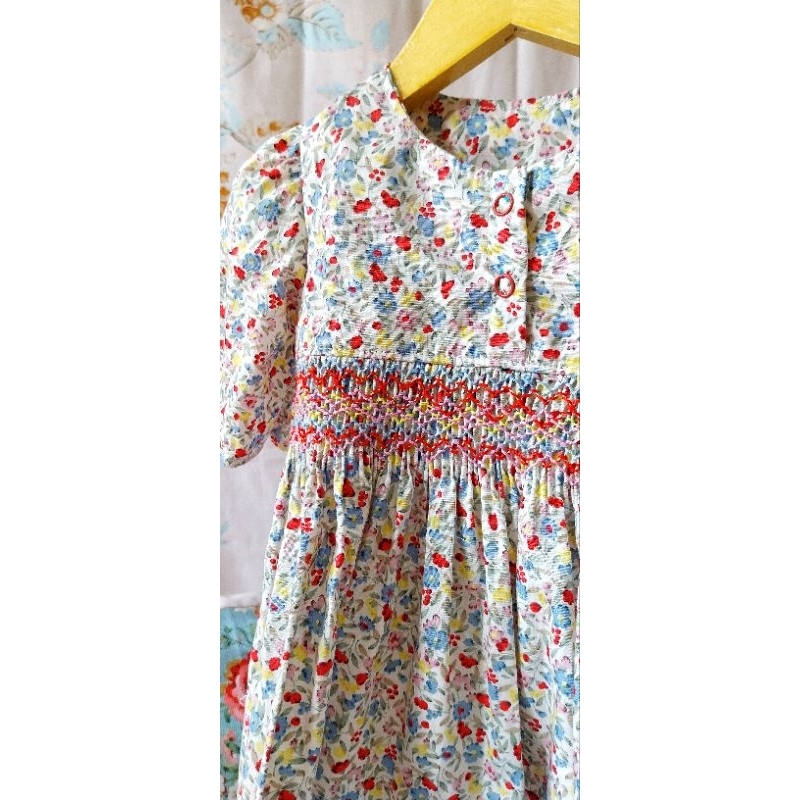 baju bayi katun handmade smocked baby dress