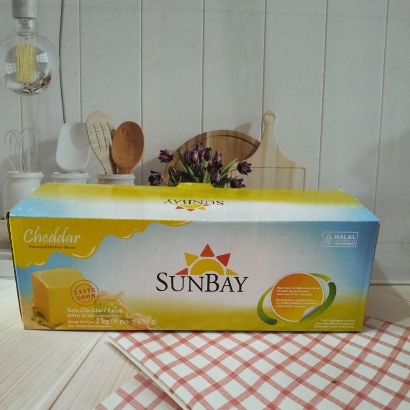 

Keju Sunbay Cheddar 1 box isi 250gr x8pcs