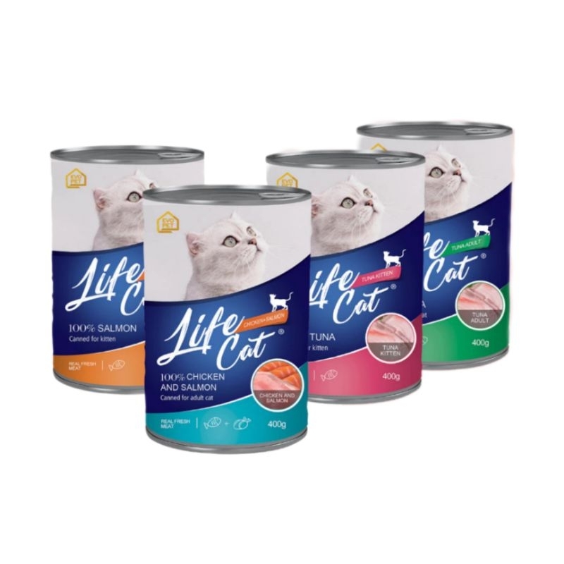 LIFE CAT KEMASAN KALENG 400GRAM Tuna Salmon Chicken Kitten Adult Makanan Kucing Cat Food Basah Sarde