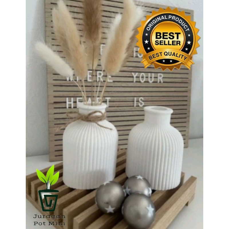 Vas Bunga Putih Estetik Minimalis Meja Ruang Tamu Dekorasi Rumah