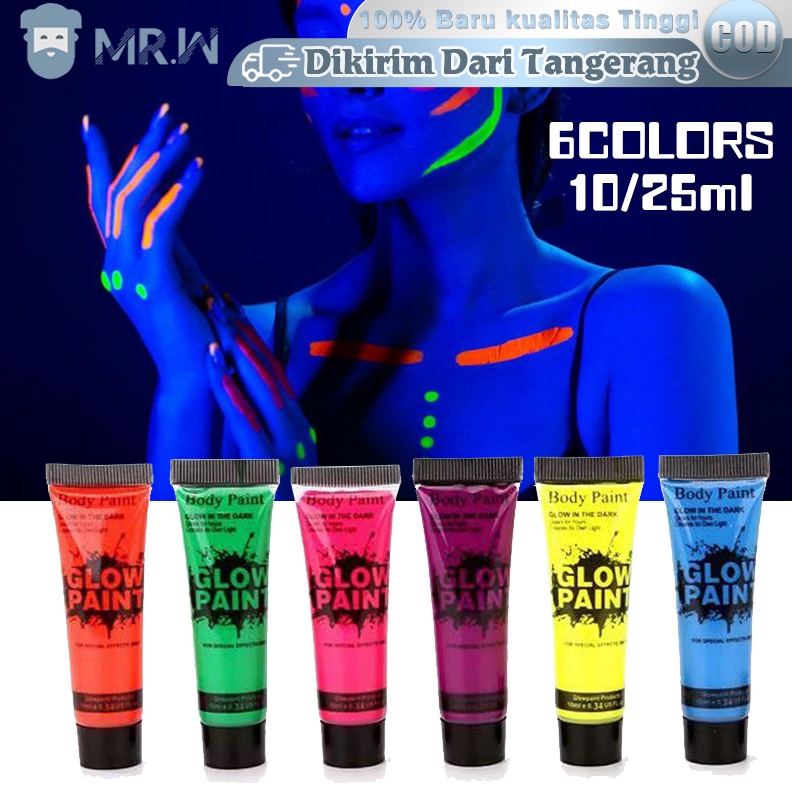 

KODE F1C6 6 Warna Face Painting Make Up Glow In The Dark Body Painting 25ml Painting Cat Wajah Fluorescent Body Paint
