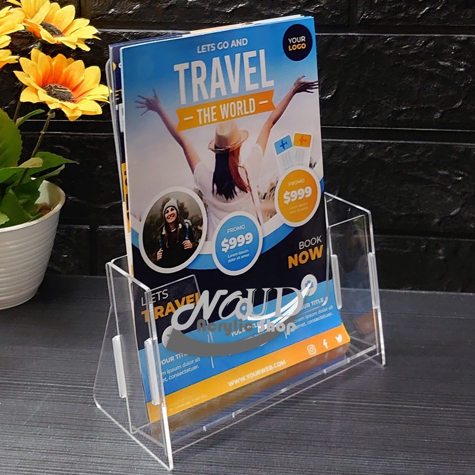 

KODE E9W2 Tempat Brosur Akrilik A4 Display Brosur Acrylic Rak Brosur Knock Down