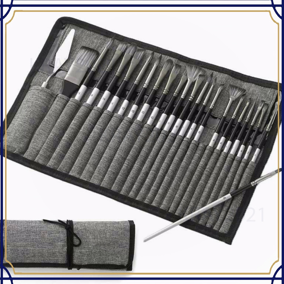 

KODE F7J2 Set Kuas Lukis Cat Air Minyak Nylon Paint Brush 24 PCS AT278