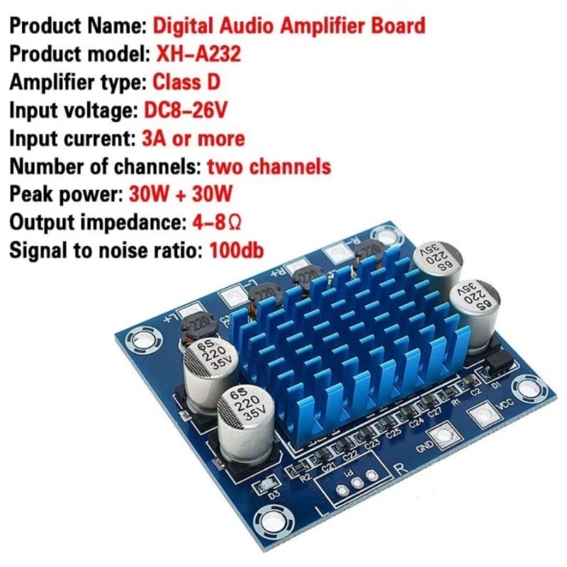KIT POWER AMPLIFIER TPA 3110 CLASS D 30 + 30 WATT