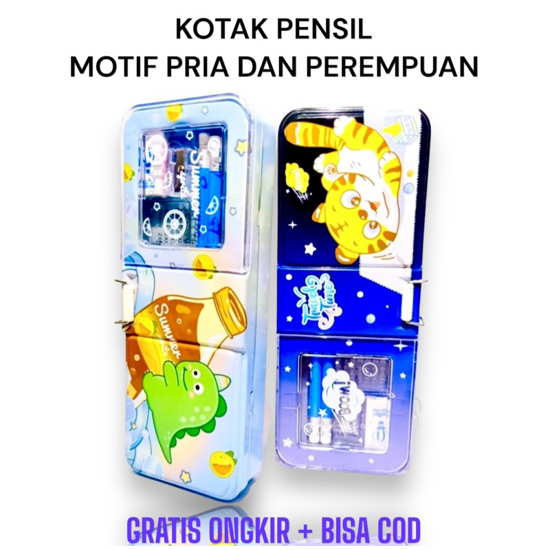 

Kotak Pensil Karakter Motif Cewek dan Cowok Kaleng/Kalkulator/Plastik
