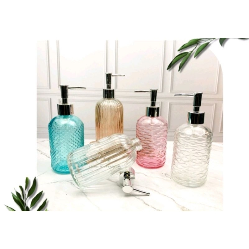 BOTOL SABUN PUMP KACA 450ML + BOX/SOUVENIR BOTOL SABUN SHAMPOO KACA PUMP/DISPENSER SABUN CAIR