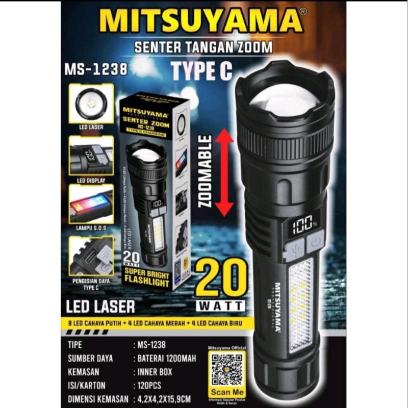Senter Tangan Zoom Mitsuyama MS-1238/Senter Tangan Mitsuyama Super Terang