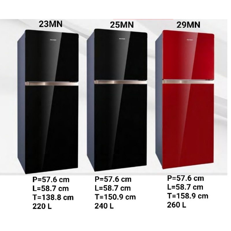 KULKAS 2 PINTU POLYTRON BELLEZA JUMBO PRW-23MN / 25MN / 29MN POLYTRON LEMARI ES 23MN PRW 23 25 29 MN