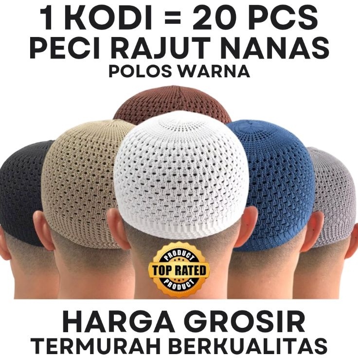 Peci Rajut Kodian Motif Nanas Bahan Polyester Ukuran All Size Dewasa  Peci Rajut Grosir  Peci Haji