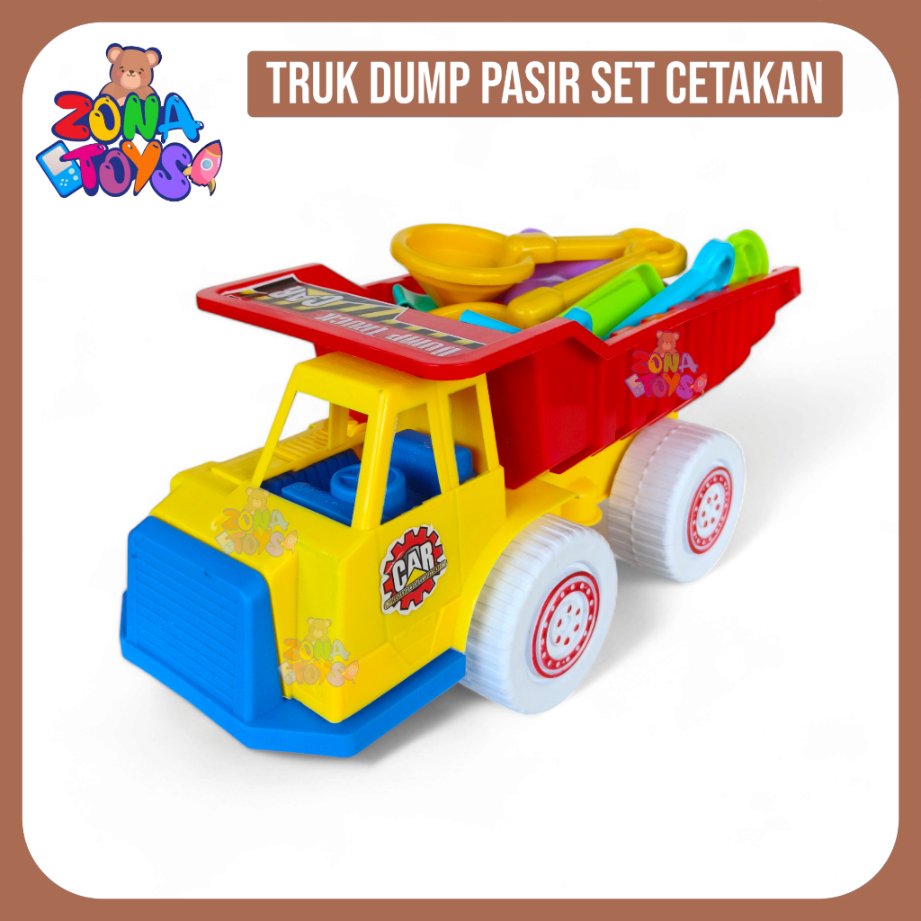 Mainan Anak Mobil Dump Truk Pasir Pantai Truck Dengan Cetakan & Sekop AK35