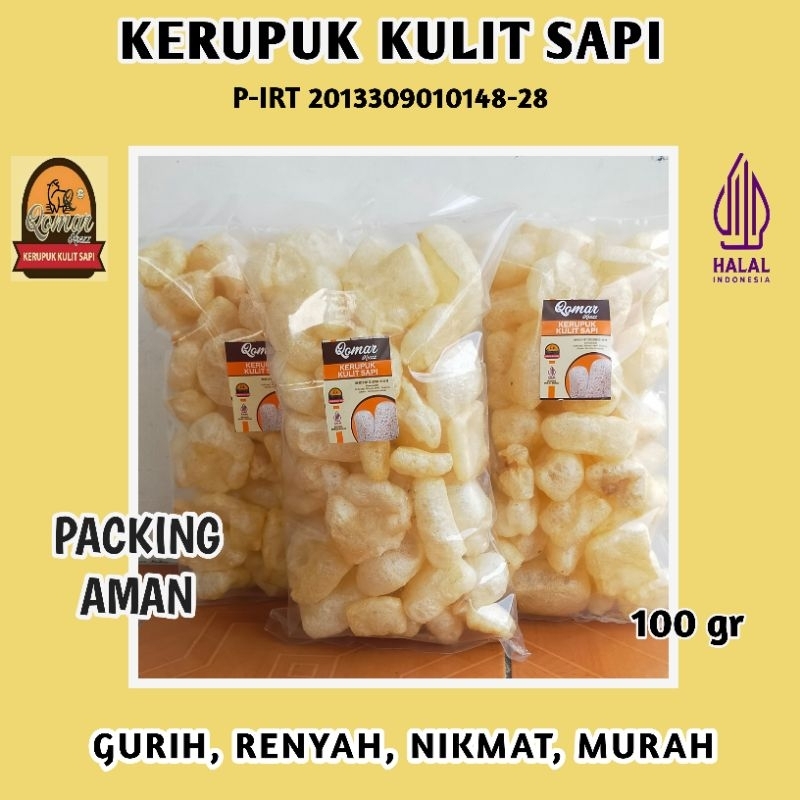 

Kerupuk Kulit Sapi Kemasan 100 gr rasa Original Asin Gurih