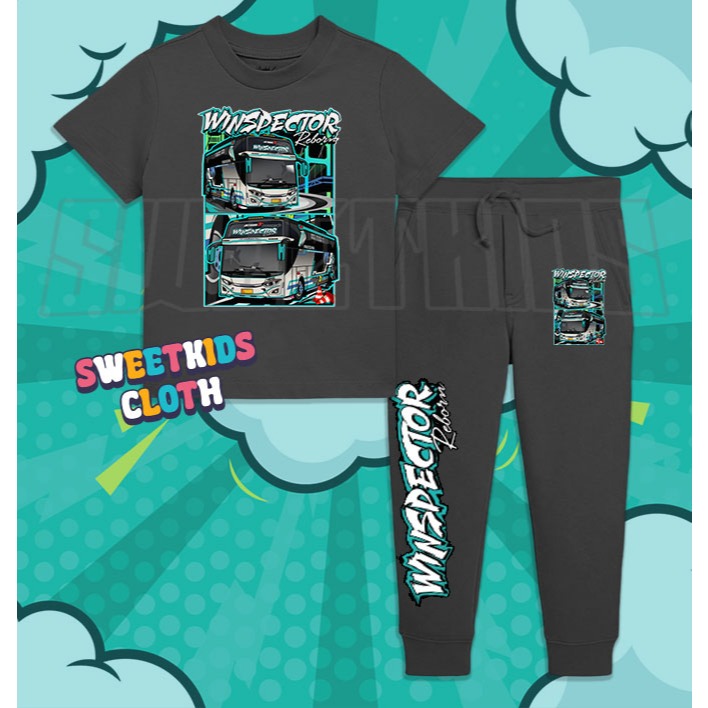 Setelan Kaos Anak Bus Mania Bus Winspector Basuri / Jogger Kaos Anak Bus Winspector Busmania Basuri