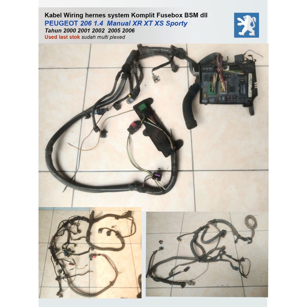 Kabel Wiring hernes & BSM PEUGEOT 206 1.4 Manual XR XT XS Sporty Komplit kabel mesin