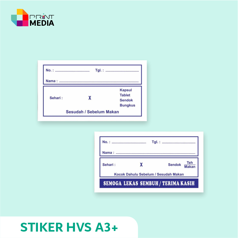 

Printmedia - Cetak Stiker HVS a3+ / Cetak Stiker Label Obat / Cetak Stiker Resep Obat