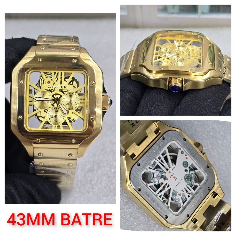 JAM TANGAN COWOK CARTIER  SKELETON QUARTZ PREMIUM AAA