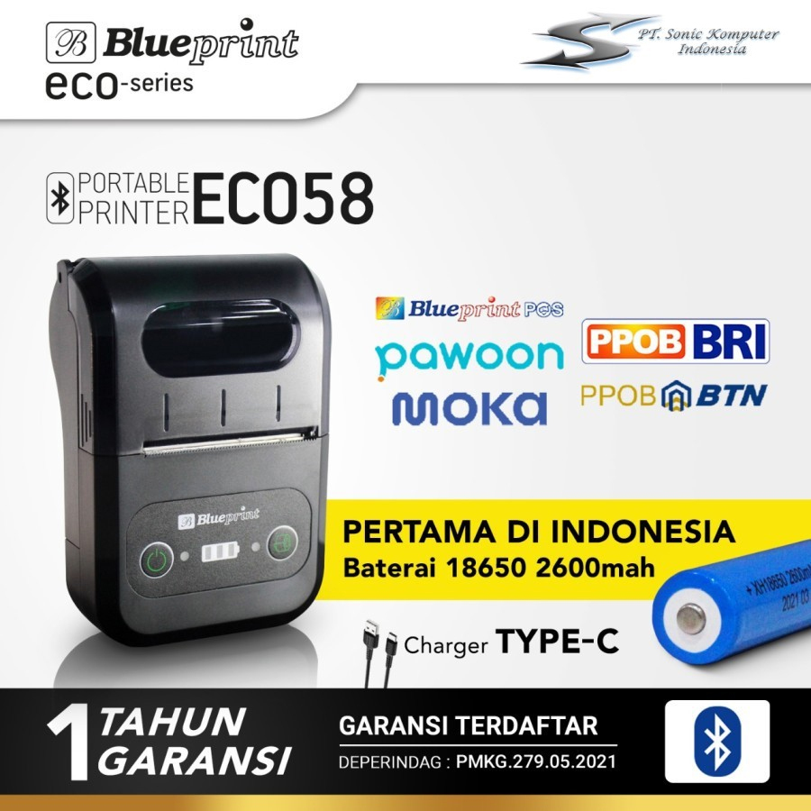 Portable Printer Thermal Mini Bluetooth BLUEPRINT ECO58 ECO 58