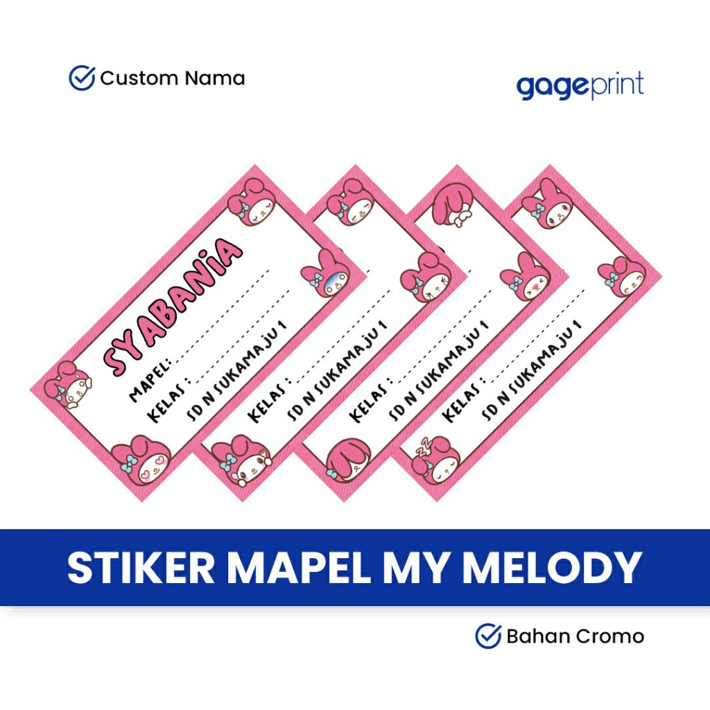 

35 Stiker Mapel My Melody - Label Buku Pelajaran My Melody - Stiker My Melody