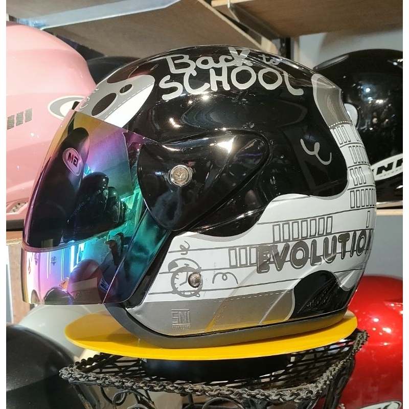 Helem Helm GM REVOLUTION MOTIF dewasa Warna Hitam promo murah kaca pelangi