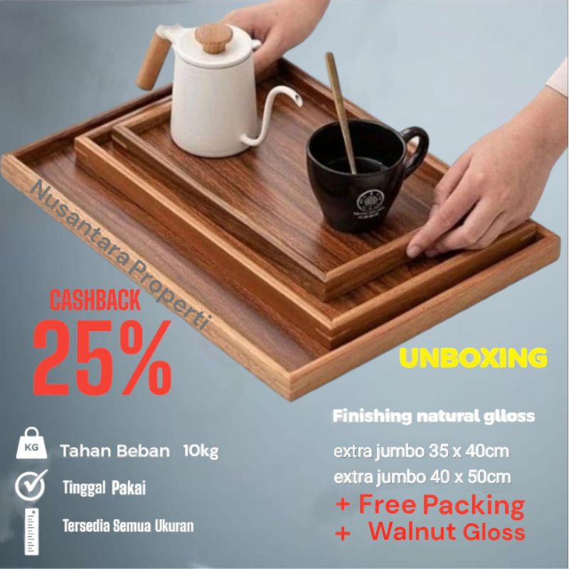 Nampan Kayu pinus Aesthetic Tatakan Persegi Panjang Tatakan Dapur Tatakan Estetik Tatakan Serbaguna