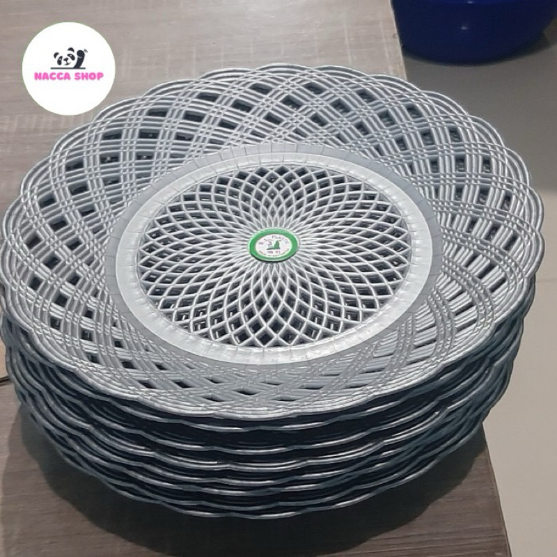 Piring Rotan Anyam Plastik Tatakan Nasi Pecel Lele Metalik Tebal Murah