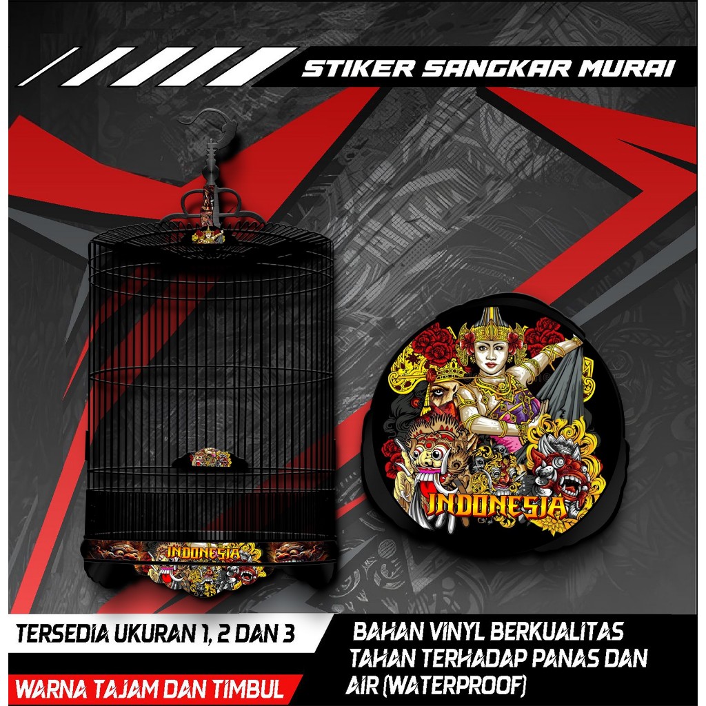 

Stiker Decal Sangkar Burung Murai, Sangkar Bulat Custom, High Quality, Desain Barong, Anti Air