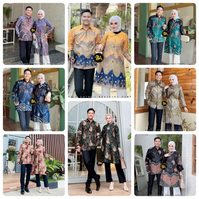 Batik Tunik Couple Modern Set Pakaian Couple Kemeja Batik Pria Premium Baju Batik Couple